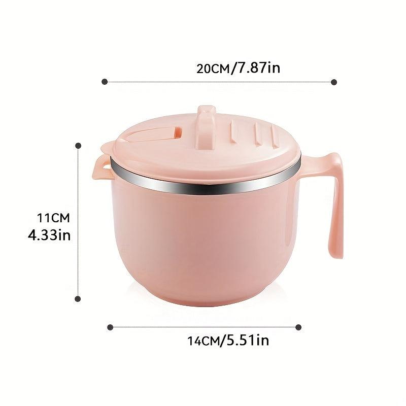 304 Stainless Steel Instant Noodle Bowl With Lid Office Worker Rice Bowl