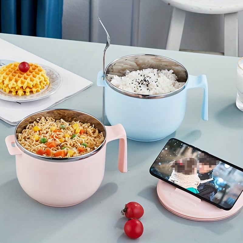 304 Stainless Steel Instant Noodle Bowl With Lid Office Worker Rice Bowl