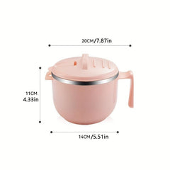 304 Stainless Steel Instant Noodle Bowl With Lid Office Worker Rice Bowl