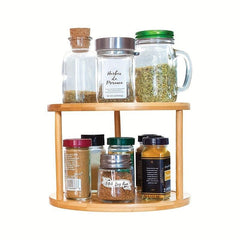 Bamboo Lazy Susan Turntable for Cabinets Countertops Tables Seasoning Rack