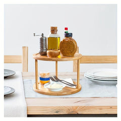 Bamboo Lazy Susan Turntable for Cabinets Countertops Tables Seasoning Rack