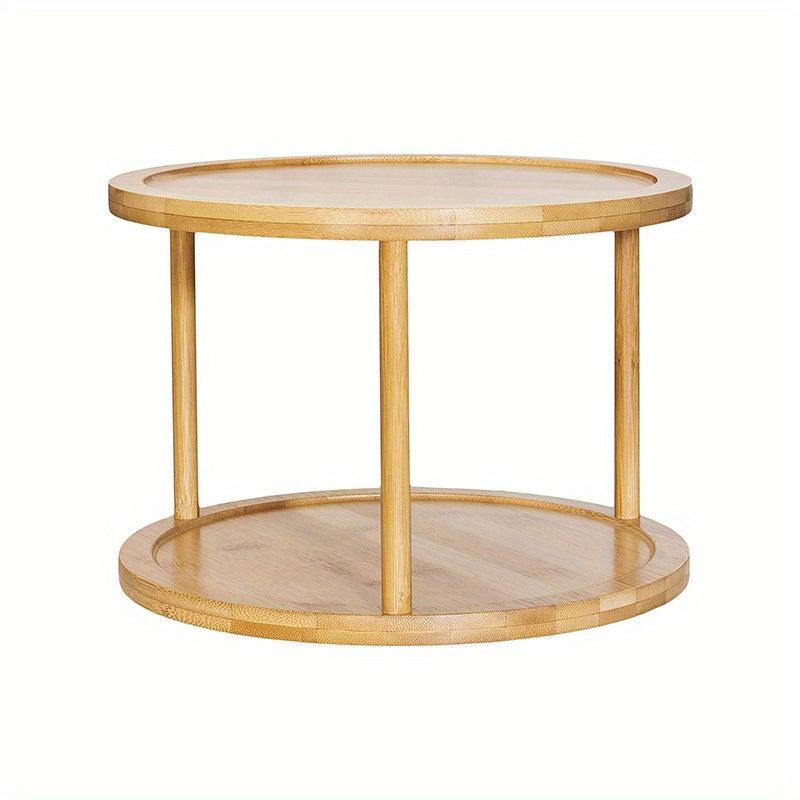 Bamboo Lazy Susan Turntable for Cabinets Countertops Tables Seasoning Rack
