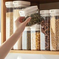 Airtight Food Storage Containers with Lids - Clear Moisture-Proof Jars
