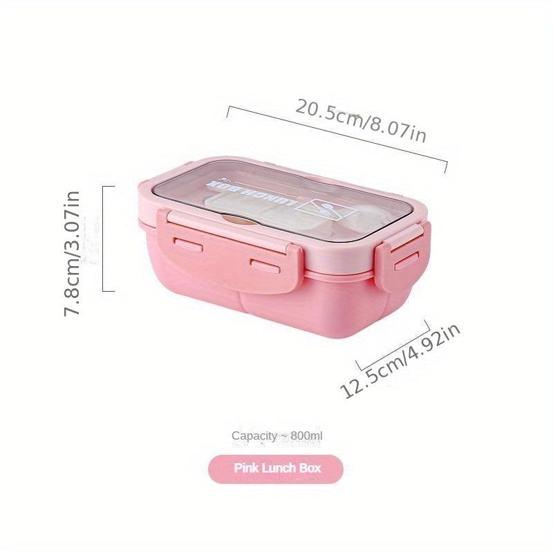 Large Capacity Lunch Box With Tableware and Grids Double Snap Rectangle Divided