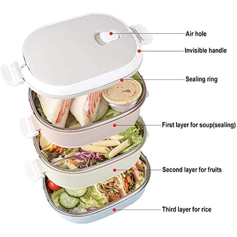 Leakproof Insulated Lunch Box Stainless Steel Bento Box Microwave Safe
