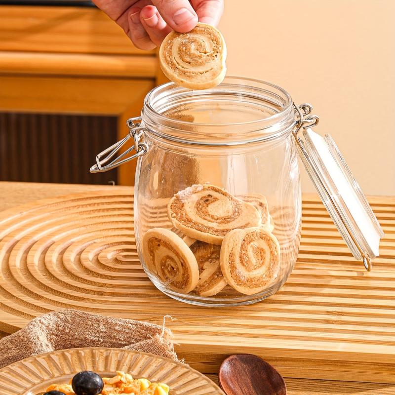 Christmas Cookie Jar With Heart Cover Glass Sealed Jar