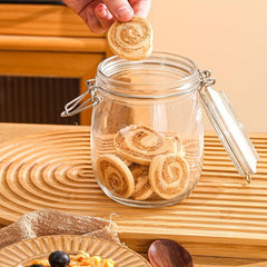 Christmas Cookie Jar With Heart Cover Glass Sealed Jar