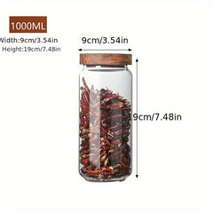 Glass Storage Jar With Bamboo Lid Airtight Canister