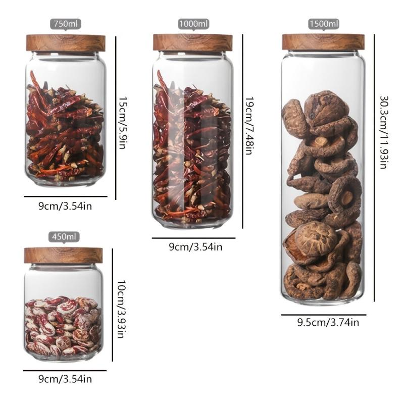 Glass Storage Jar With Bamboo Lid Airtight Canister