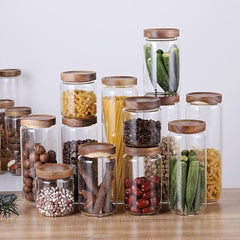 Glass Storage Jar With Bamboo Lid Airtight Canister