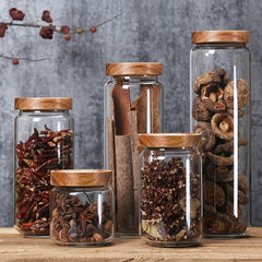 Glass Storage Jar With Bamboo Lid Airtight Canister