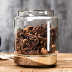 Glass Storage Jar With Bamboo Lid Airtight Canister