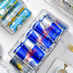 Transparent PET Double-Layer Foldable Fridge Beverage Food Storage Case