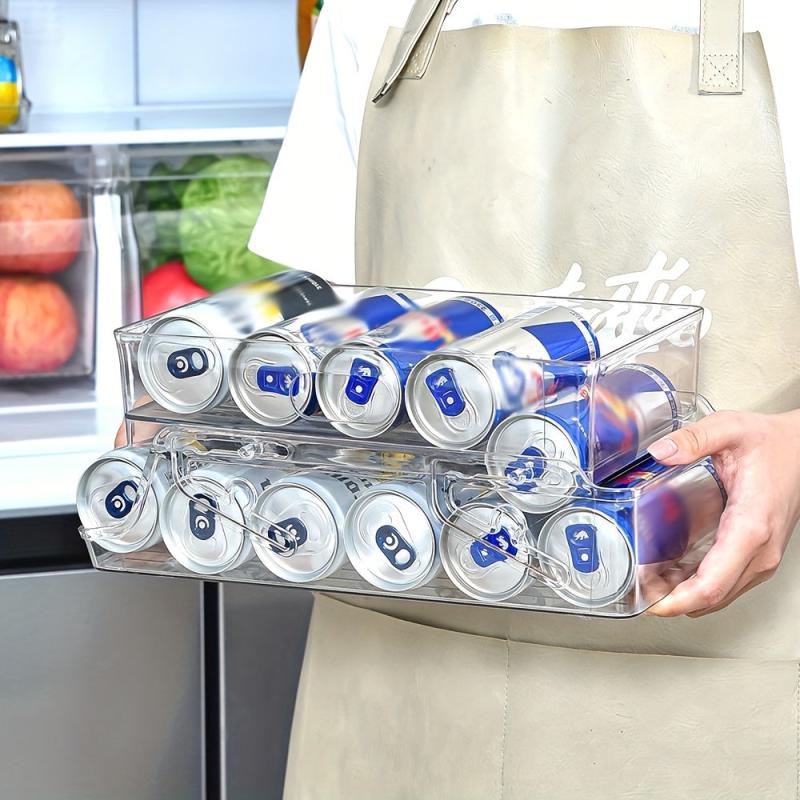 Transparent PET Double-Layer Foldable Fridge Beverage Food Storage Case