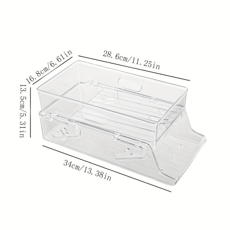 Transparent PET Double-Layer Foldable Fridge Beverage Food Storage Case