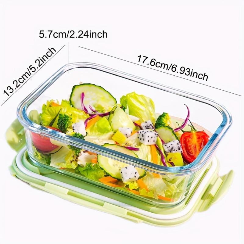 Green Grass Glass Lunch Box With Lid Microwave Heating Fresh Keeping