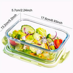 Green Grass Glass Lunch Box With Lid Microwave Heating Fresh Keeping