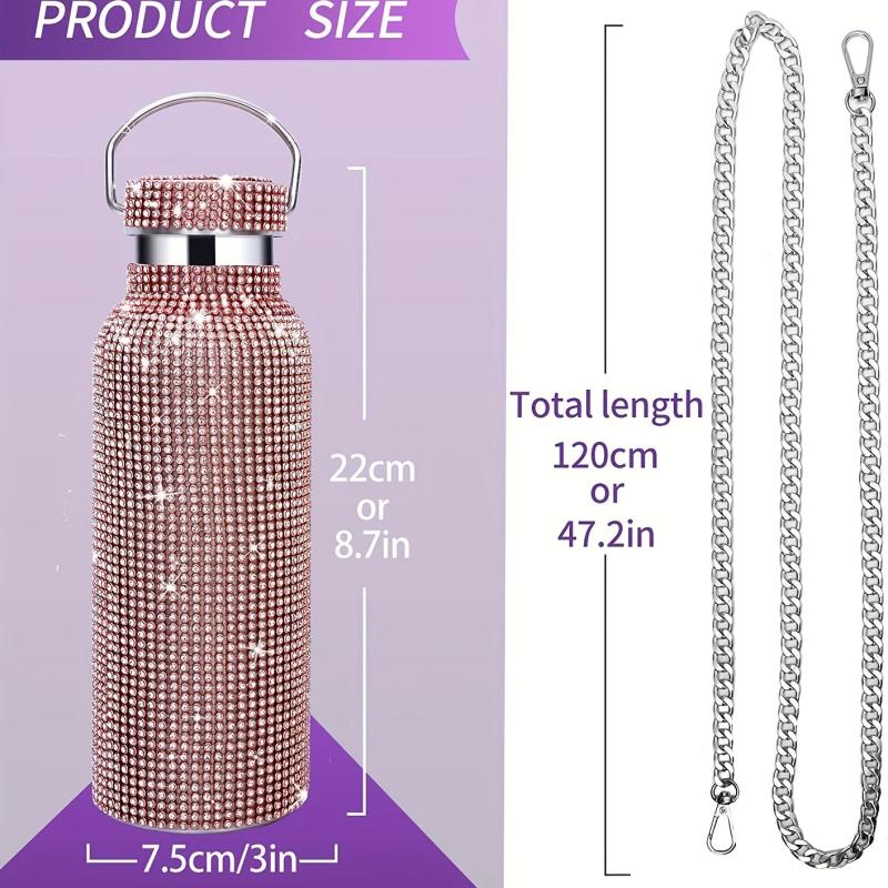 18 Oz Bling Water Bottle Rhinestone Diamond Stainless Steel Vacuum Flask