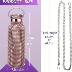 18 Oz Bling Water Bottle Rhinestone Diamond Stainless Steel Vacuum Flask