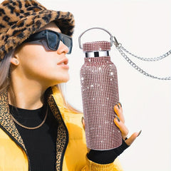 18 Oz Bling Water Bottle Rhinestone Diamond Stainless Steel Vacuum Flask