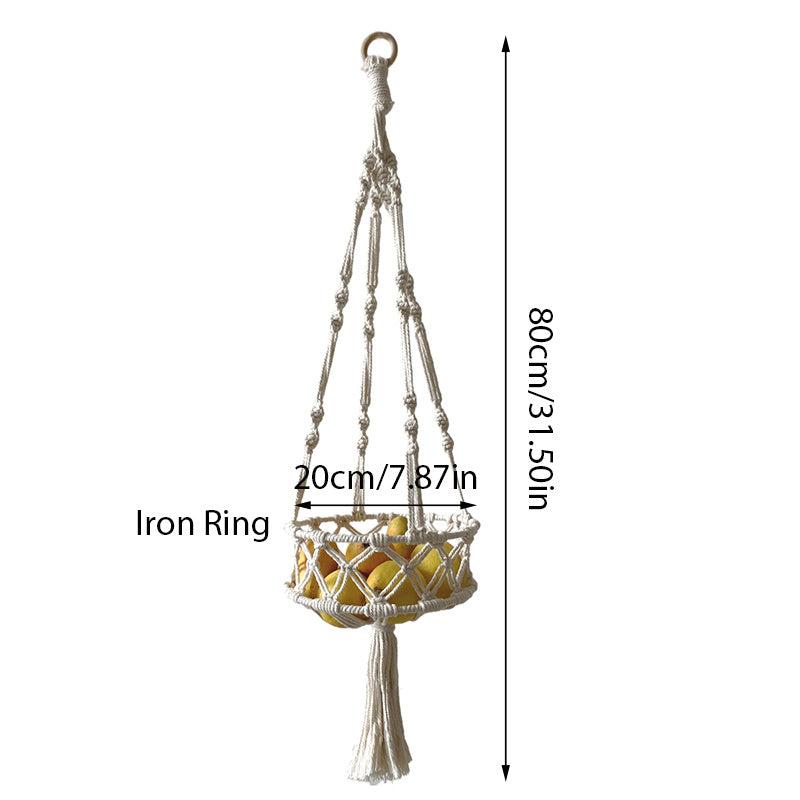 Hand Woven Cotton Rope Basket Kitchen Vegetable Fruit Wall Hanging Basket