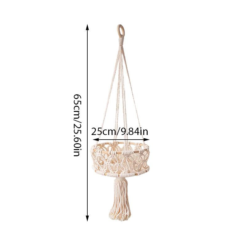Hand Woven Cotton Rope Basket Kitchen Vegetable Fruit Wall Hanging Basket