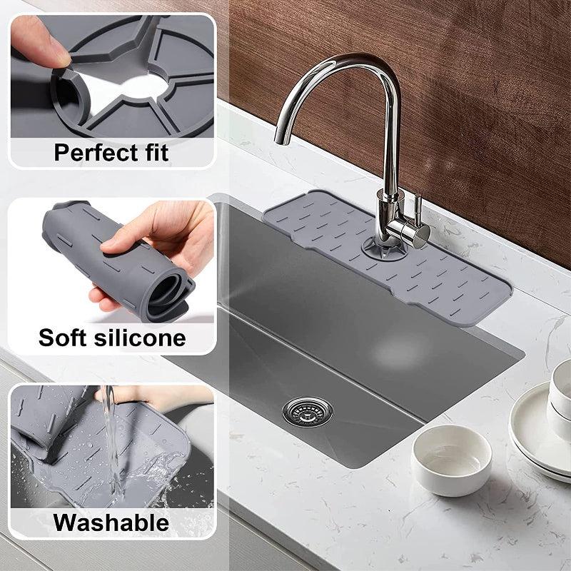 Waterproof Kitchen Silicone Faucet Mat Under Sink Drip Tray