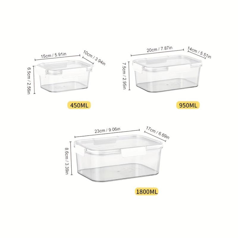 3pcs Plastic Refrigerator Storage Boxes Transparent Fresh Keeping Box