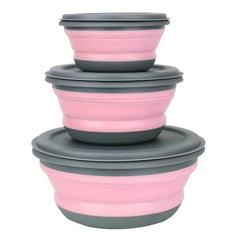 3pcs Foldable Bowl Set Portable Lunch Box for School Canteen Back to School