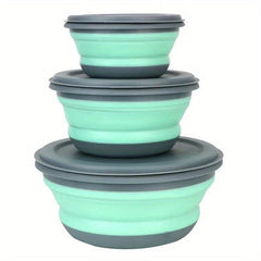 3pcs Foldable Bowl Set Portable Lunch Box for School Canteen Back to School