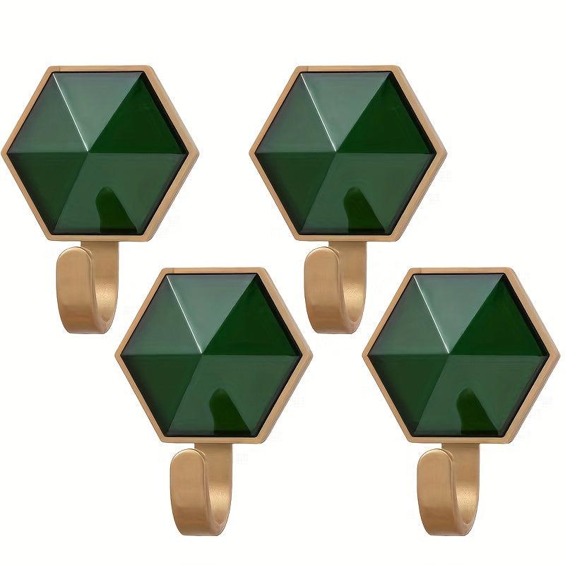 4pcs Hexagon Hooks Bathroom Door Wall Mounted High Load-bearing