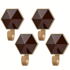 4pcs Hexagon Hooks Bathroom Door Wall Mounted High Load-bearing