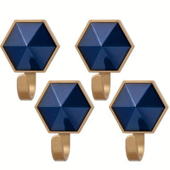 4pcs Hexagon Hooks Bathroom Door Wall Mounted High Load-bearing