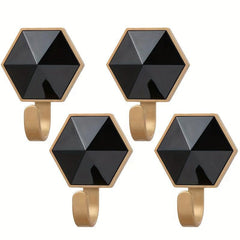 4pcs Hexagon Hooks Bathroom Door Wall Mounted High Load-bearing