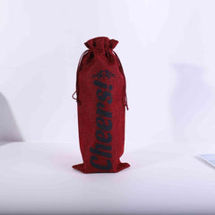 6pcs Reusable Red Wine Bags Burlap Drawstring Bottle Covers