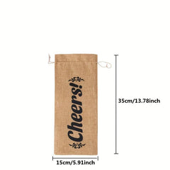 6pcs Reusable Red Wine Bags Burlap Drawstring Bottle Covers
