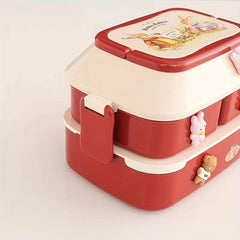 Japanese Bento Box Lunch Box Double Layer Microwave Safe Lid for Teens, Workers