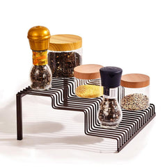 3 Tier Spice Rack Organizer for Kitchen Space Saver Grey Bronze