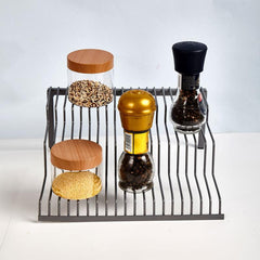3 Tier Spice Rack Organizer for Kitchen Space Saver Grey Bronze