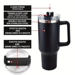 40 Oz Vacuum Flask Straw Cup Double Wall Stainless Steel Travel Cup