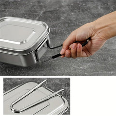1pc Stainless Steel Lunch Box for Picnics & Storage