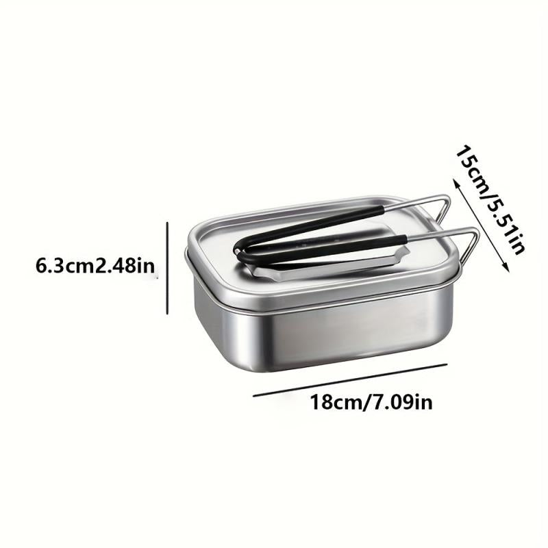 1pc Stainless Steel Lunch Box for Picnics & Storage