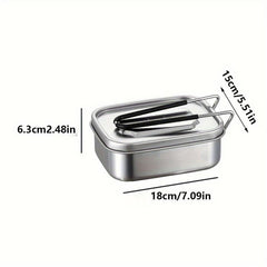1pc Stainless Steel Lunch Box for Picnics & Storage