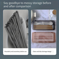 Tableware Drain Box with Cover Chopsticks Cage Multifunctional Storage Box