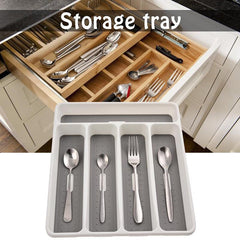 Large Cutlery Tray with Soft Grip Lining, 5 Compartments