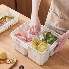 Double Layer Refrigerator Fresh Keeping Drain Box for Onions Ginger Garlic Fruit