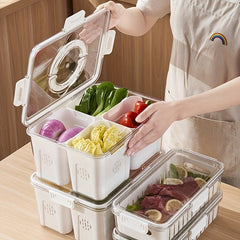 Double Layer Refrigerator Fresh Keeping Drain Box for Onions Ginger Garlic Fruit