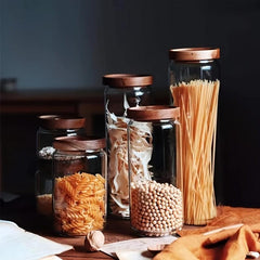 1000ml Glass Storage Jar with Airtight Wooden Lid