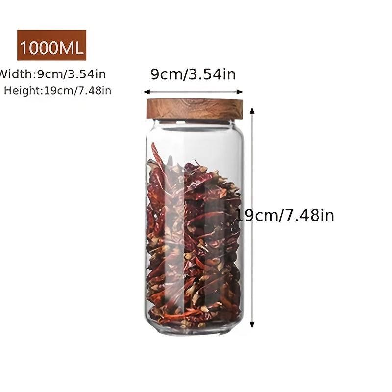 1000ml Glass Storage Jar with Airtight Wooden Lid