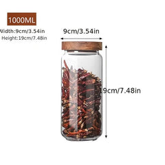 1000ml Glass Storage Jar with Airtight Wooden Lid